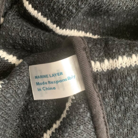 Marine Layer Birdseye Coat Real Black White Womens Extra Small XS Stripe - Picture 6 of 8